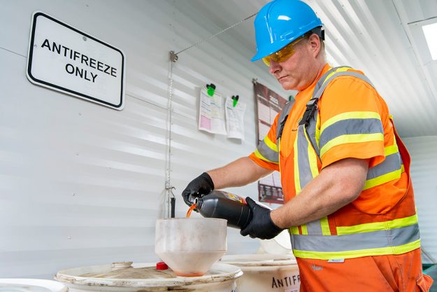 Used Antifreeze at an EcoCentre Used Antifreeze at an EcoCentre