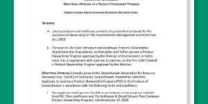 Current Saskatchewan Product Stewardship Program Approval
